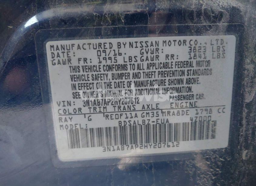 Photo 9 of 2017 Nissan Sentra S (VIN 3N1AB7AP2HY207612)