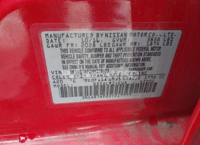 Photo 9 of 2017 Nissan Sentra SR (VIN 3N1AB7AP2HY219999)