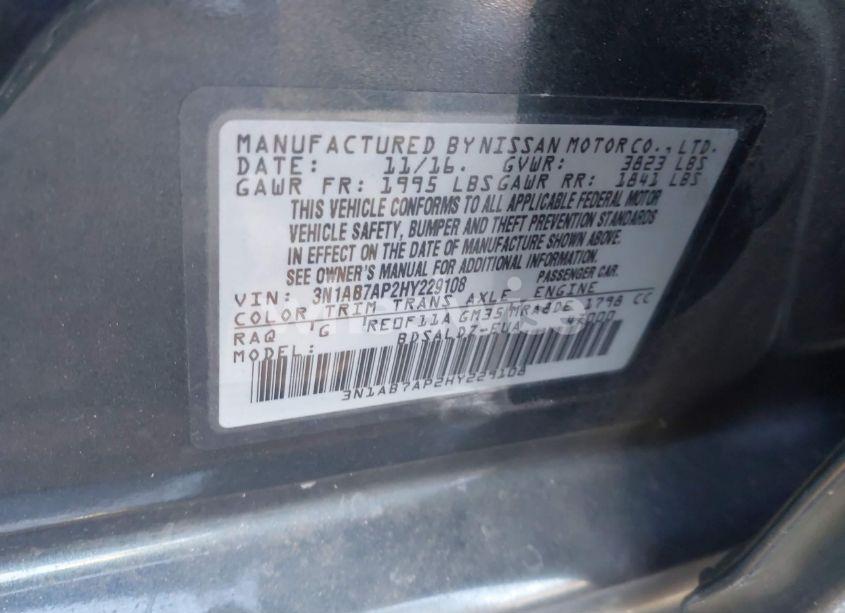 Photo 9 of 2017 Nissan Sentra SV (VIN 3N1AB7AP2HY229108)