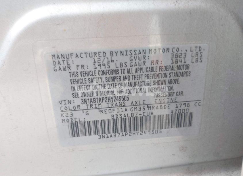 Photo 9 of 2017 Nissan Sentra S (VIN 3N1AB7AP2HY249505)