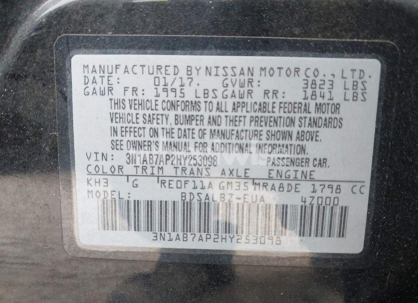 Photo 9 of 2017 Nissan Sentra S (VIN 3N1AB7AP2HY253098)