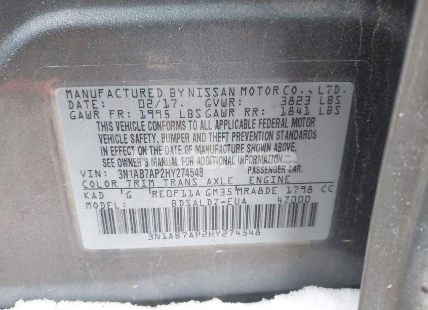 Photo 9 of 2017 Nissan Sentra SV (VIN 3N1AB7AP2HY274548)