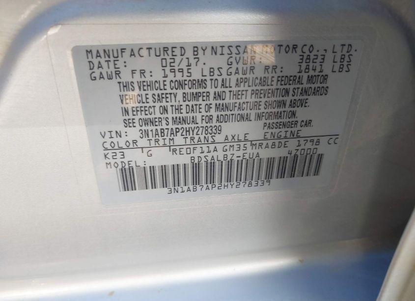 Photo 9 of 2017 Nissan Sentra S (VIN 3N1AB7AP2HY278339)