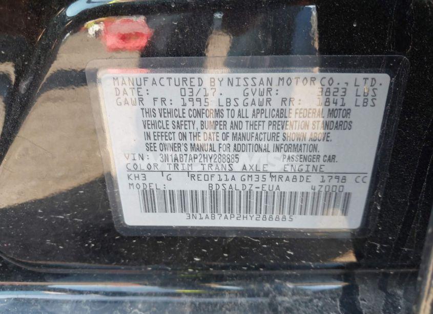 Photo 9 of 2017 Nissan Sentra SV (VIN 3N1AB7AP2HY288885)