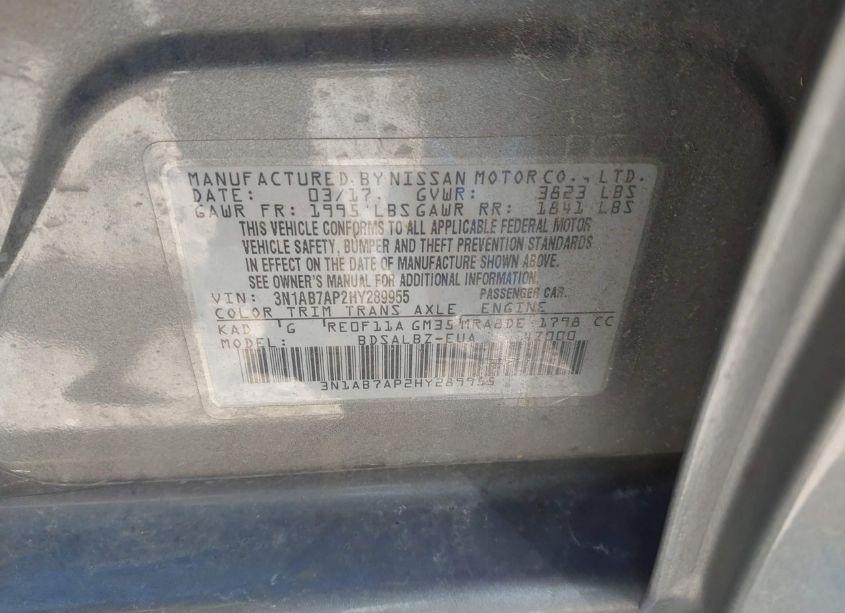 Photo 9 of 2017 Nissan Sentra S (VIN 3N1AB7AP2HY289955)