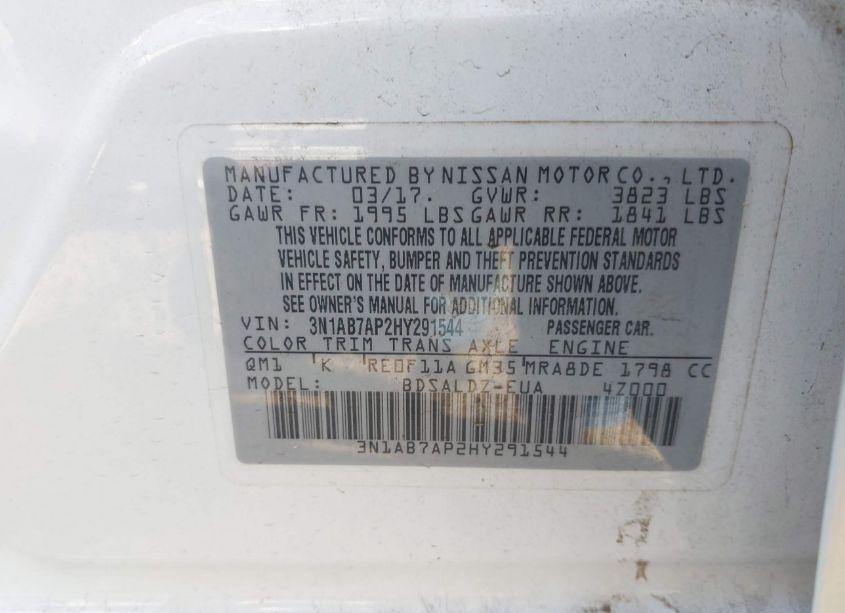 Photo 9 of 2017 Nissan Sentra SV (VIN 3N1AB7AP2HY291544)