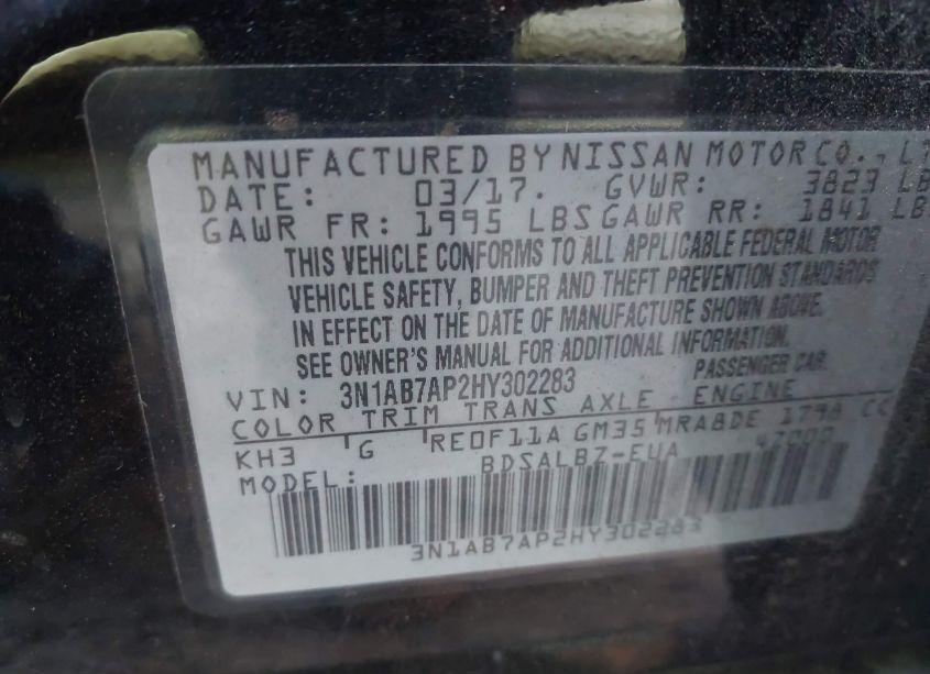 Photo 9 of 2017 Nissan Sentra S (VIN 3N1AB7AP2HY302283)