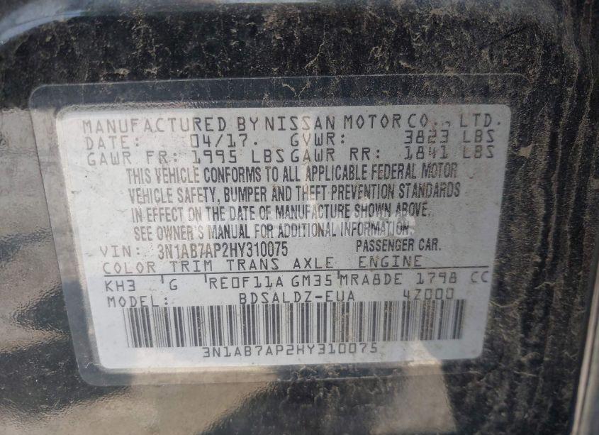 Photo 9 of 2017 Nissan Sentra SV (VIN 3N1AB7AP2HY310075)