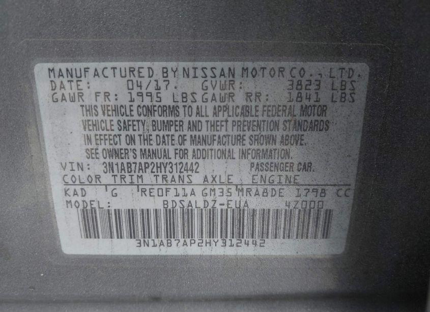 Photo 9 of 2017 Nissan Sentra SV (VIN 3N1AB7AP2HY312442)