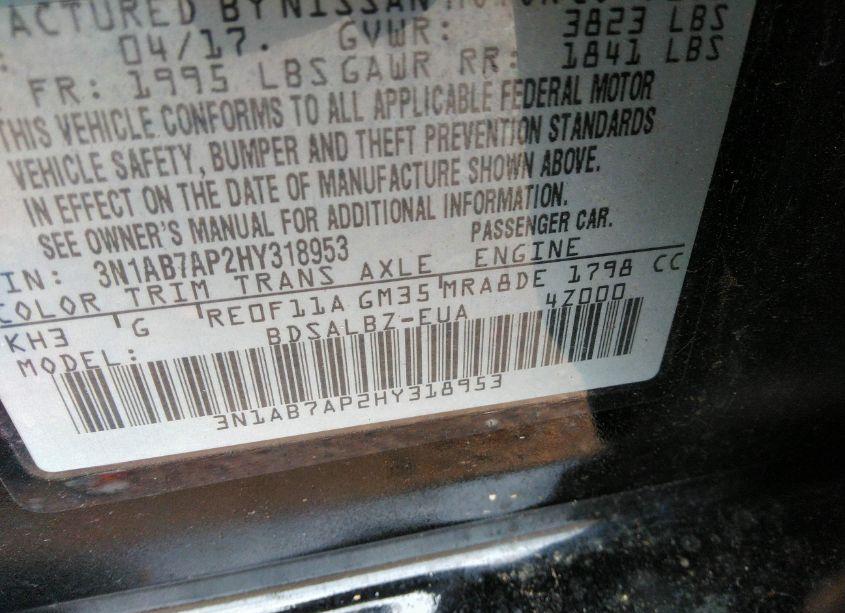 Photo 9 of 2017 Nissan Sentra S (VIN 3N1AB7AP2HY318953)