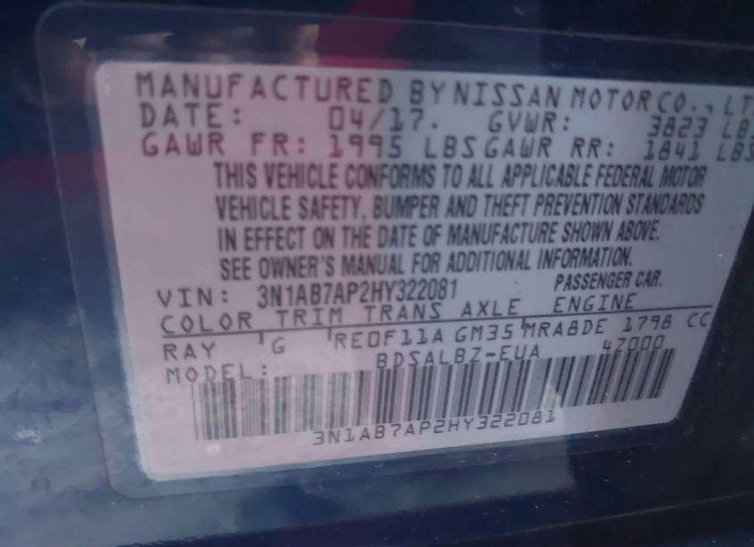 Photo 9 of 2017 Nissan Sentra S (VIN 3N1AB7AP2HY322081)