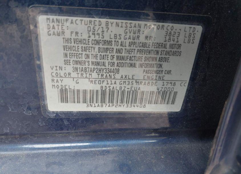 Photo 9 of 2017 Nissan Sentra S (VIN 3N1AB7AP2HY334408)