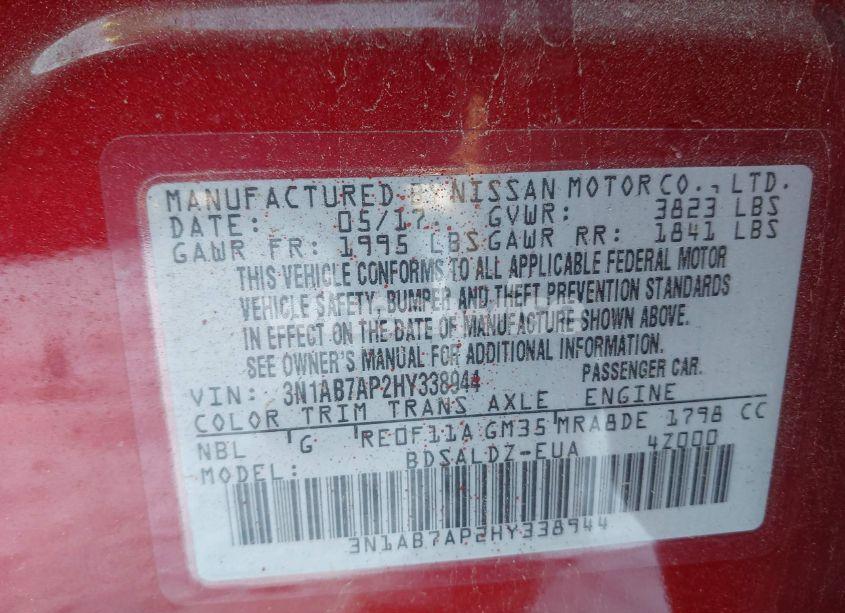 Photo 9 of 2017 Nissan Sentra SV (VIN 3N1AB7AP2HY338944)