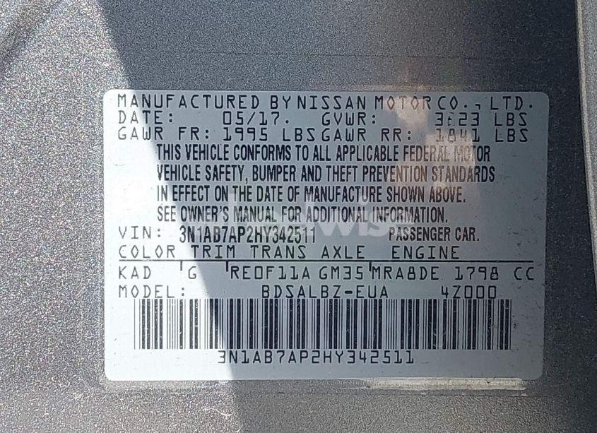 Photo 9 of 2017 Nissan Sentra S (VIN 3N1AB7AP2HY342511)