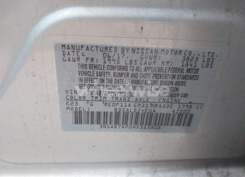 Photo 9 of 2017 Nissan Sentra SV (VIN 3N1AB7AP2HY355808)