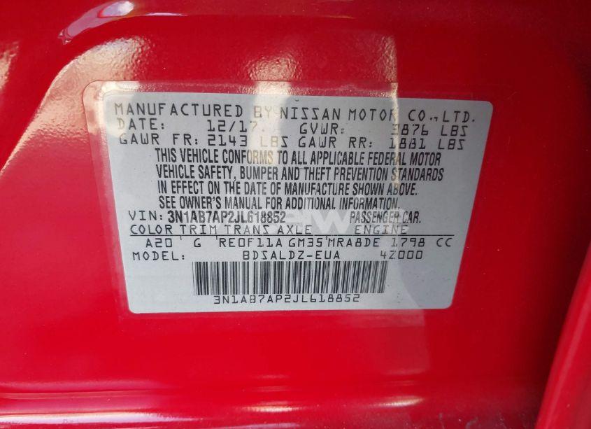 Photo 9 of 2018 Nissan Sentra SV (VIN 3N1AB7AP2JL618852)