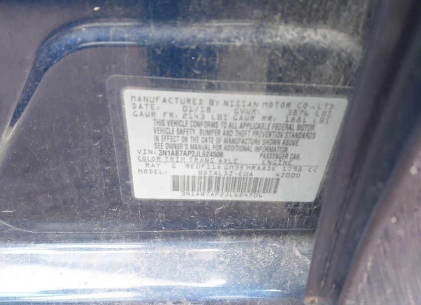 Photo 9 of 2018 Nissan Sentra SV (VIN 3N1AB7AP2JL624506)