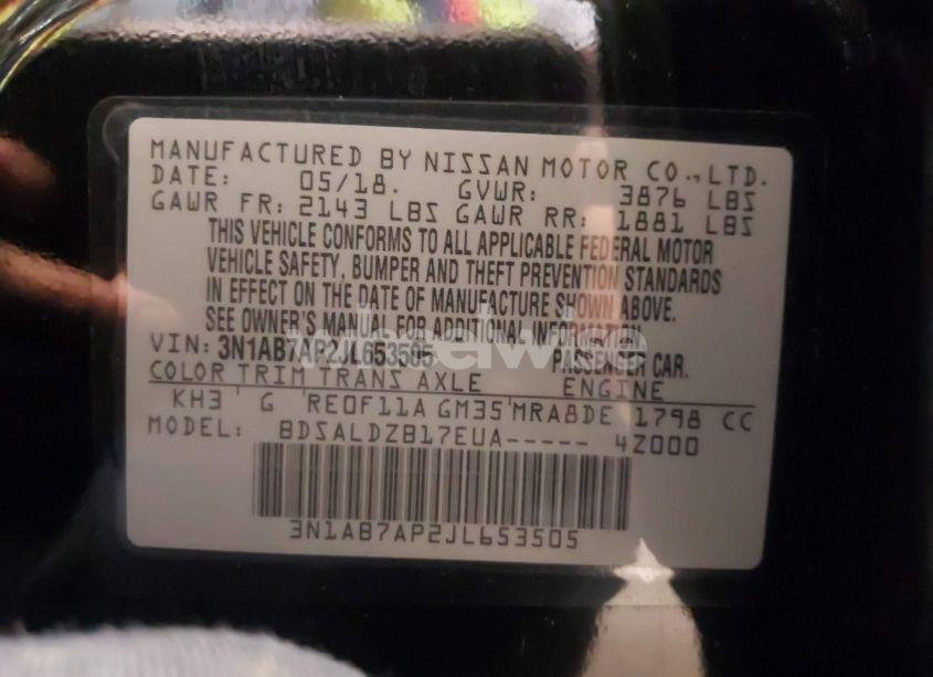 Photo 9 of 2018 Nissan Sentra SV (VIN 3N1AB7AP2JL653505)