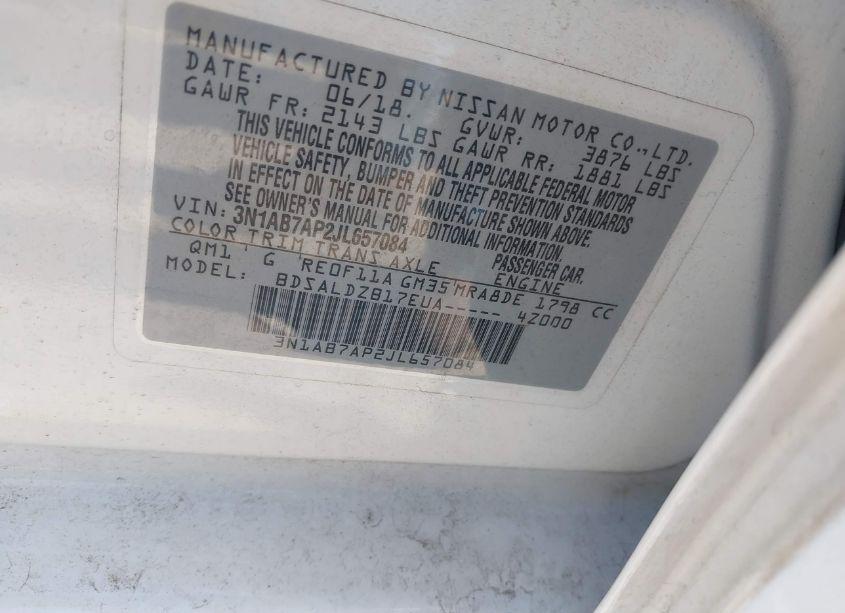Photo 9 of 2018 Nissan Sentra SV (VIN 3N1AB7AP2JL657084)