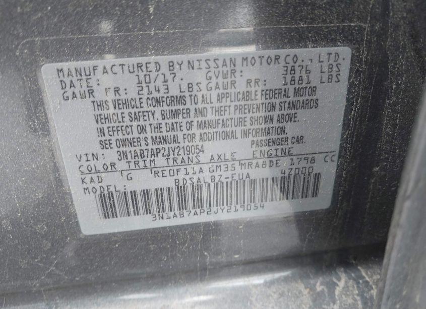 Photo 9 of 2018 Nissan Sentra S (VIN 3N1AB7AP2JY219054)
