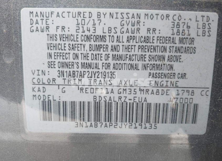 Photo 9 of 2018 Nissan Sentra SR (VIN 3N1AB7AP2JY219135)