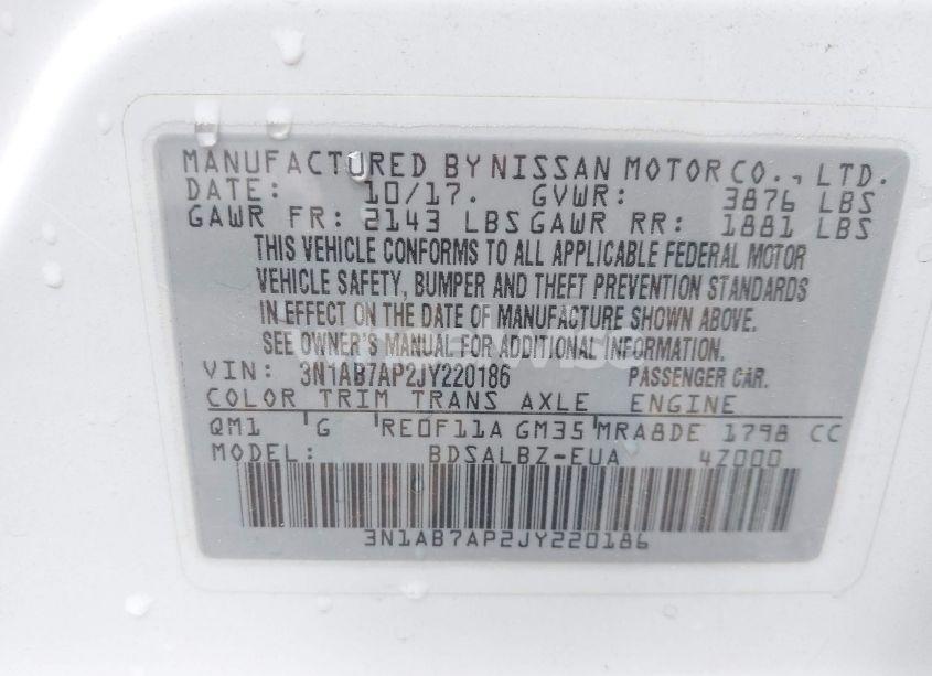 Photo 9 of 2018 Nissan Sentra S (VIN 3N1AB7AP2JY220186)