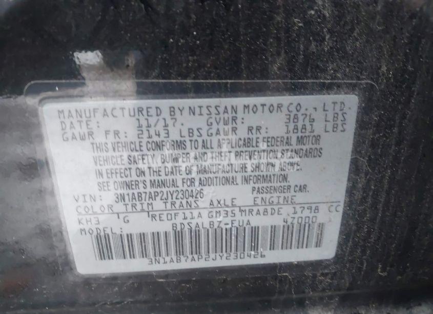 Photo 9 of 2018 Nissan Sentra S (VIN 3N1AB7AP2JY230426)