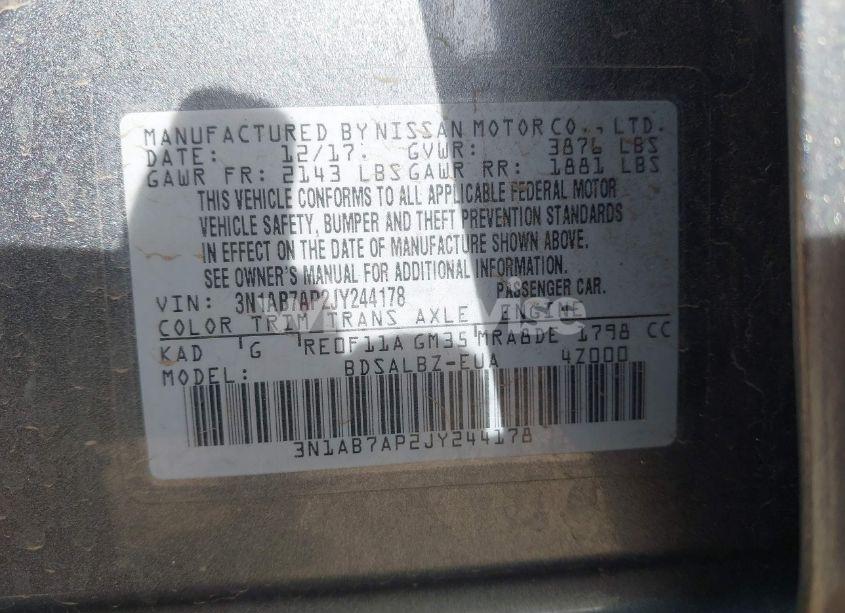 Photo 9 of 2018 Nissan Sentra S (VIN 3N1AB7AP2JY244178)