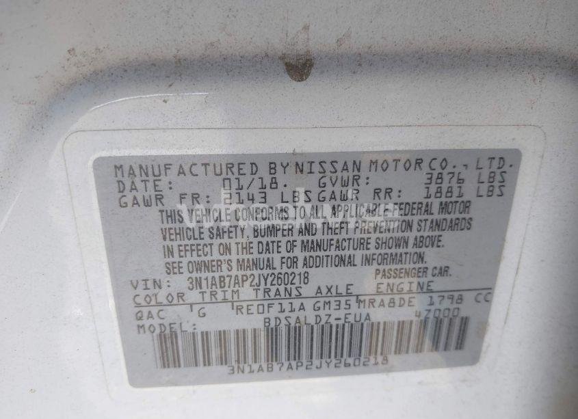 Photo 9 of 2018 Nissan Sentra SV (VIN 3N1AB7AP2JY260218)