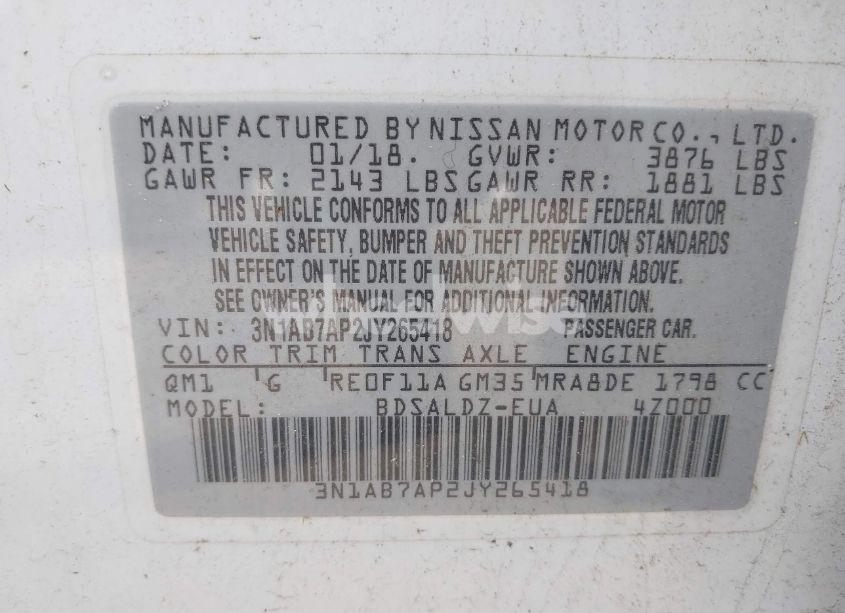 Photo 9 of 2018 Nissan Sentra SV (VIN 3N1AB7AP2JY265418)