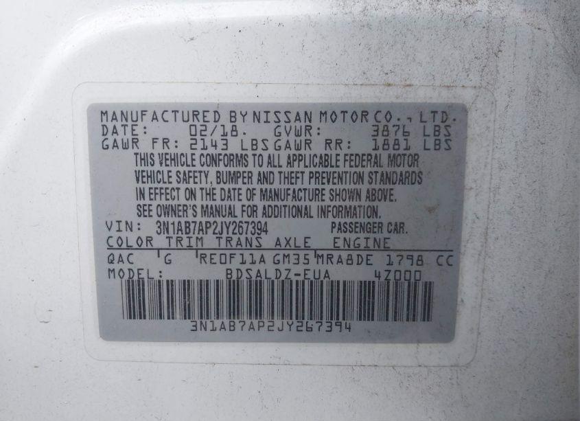 Photo 9 of 2018 Nissan Sentra SV (VIN 3N1AB7AP2JY267394)