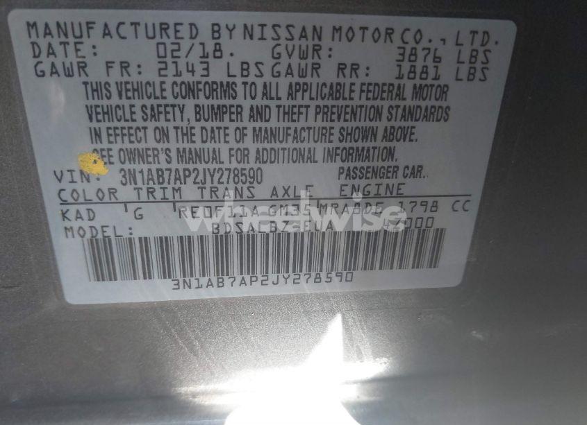 Photo 9 of 2018 Nissan Sentra S (VIN 3N1AB7AP2JY278590)