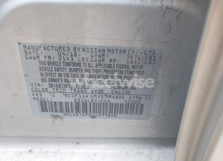 Photo 9 of 2018 Nissan Sentra S (VIN 3N1AB7AP2JY299858)