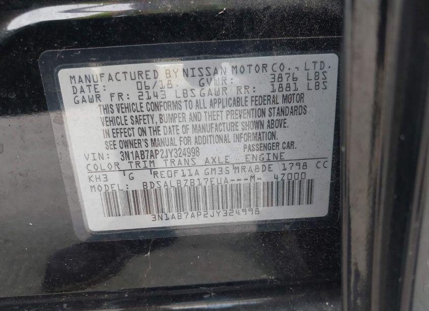 Photo 9 of 2018 Nissan Sentra S (VIN 3N1AB7AP2JY324998)