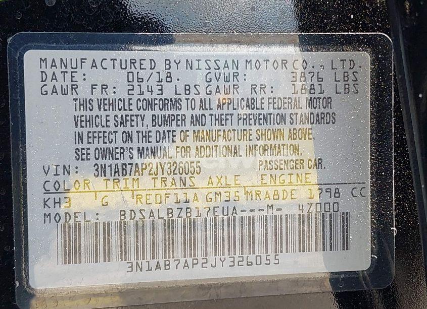 Photo 9 of 2018 Nissan Sentra S (VIN 3N1AB7AP2JY326055)