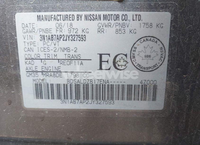 Photo 9 of 2018 Nissan Sentra S/SL/SR/SV (VIN 3N1AB7AP2JY327593)