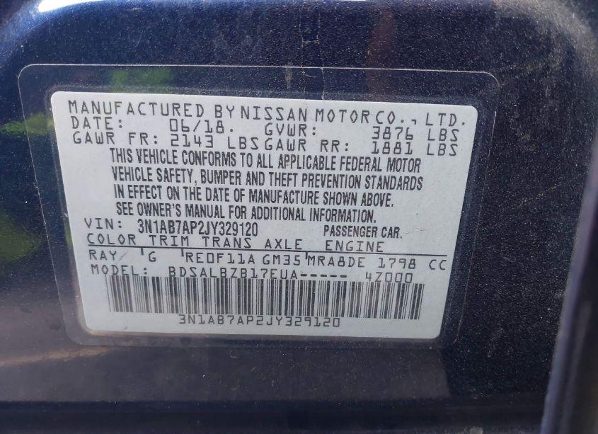 Photo 9 of 2018 Nissan Sentra S (VIN 3N1AB7AP2JY329120)