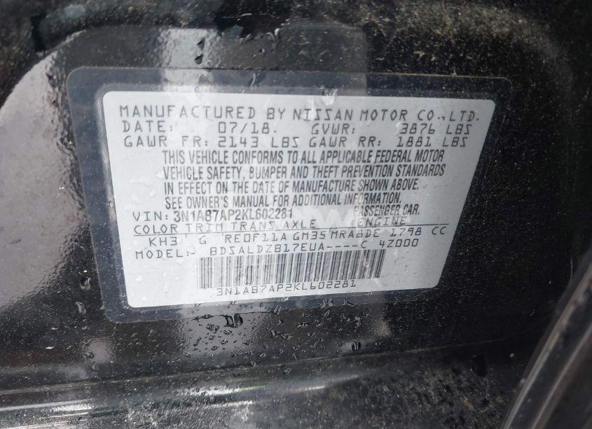 Photo 9 of 2019 Nissan Sentra SV (VIN 3N1AB7AP2KL602281)