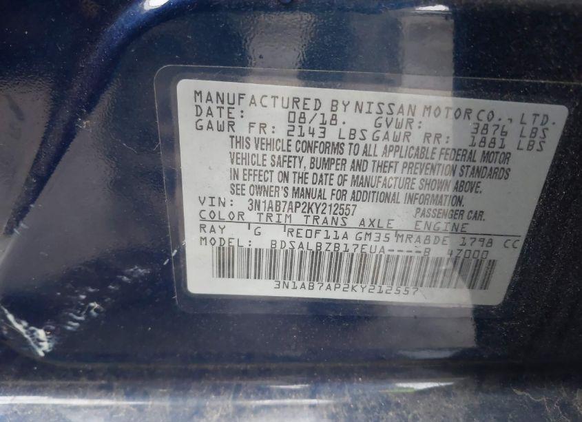 Photo 9 of 2019 Nissan Sentra S (VIN 3N1AB7AP2KY212557)