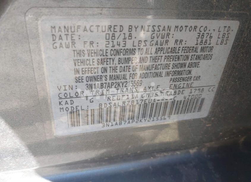 Photo 9 of 2019 Nissan Sentra SR (VIN 3N1AB7AP2KY215569)