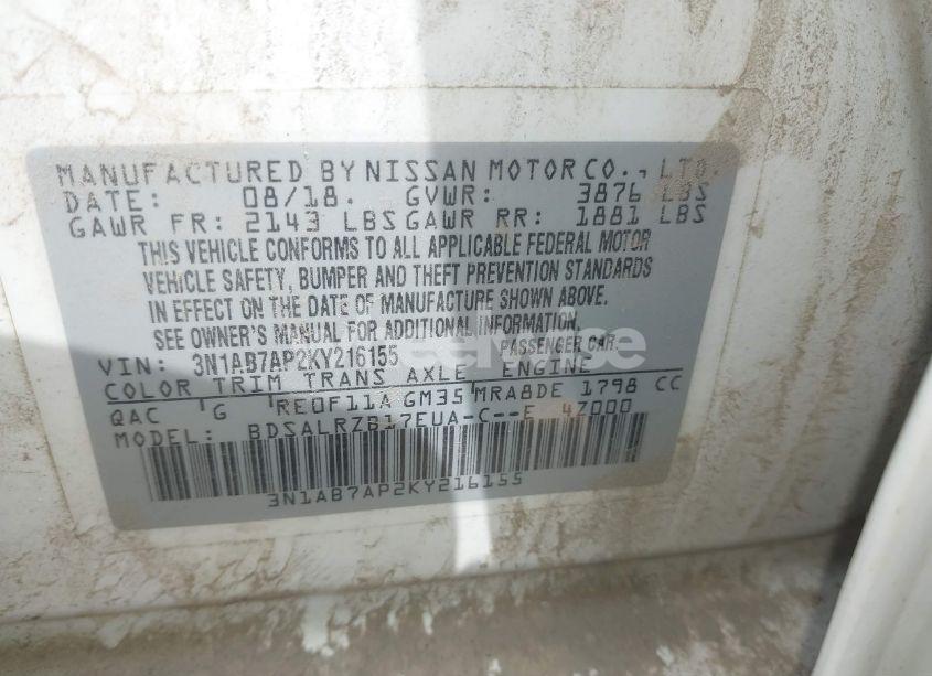 Photo 9 of 2019 Nissan Sentra SR (VIN 3N1AB7AP2KY216155)