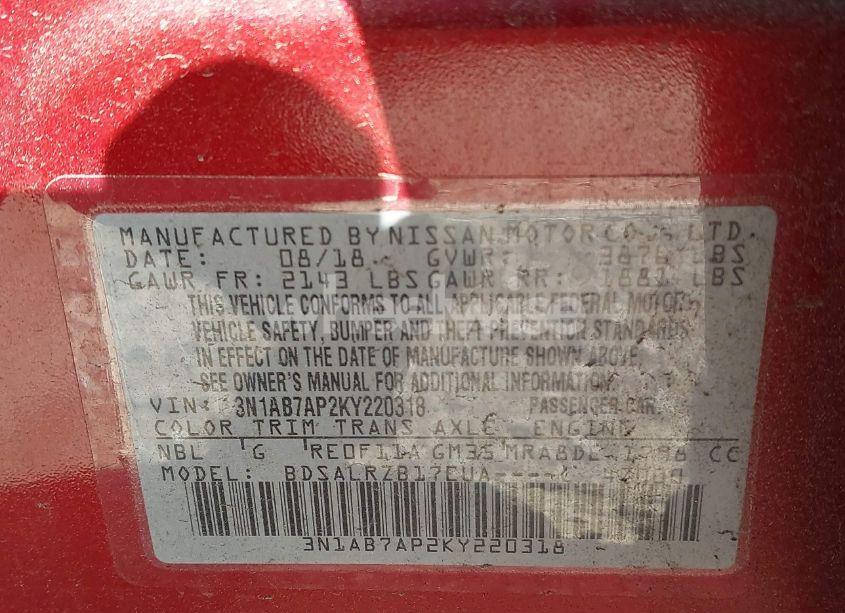 Photo 9 of 2019 Nissan Sentra SR (VIN 3N1AB7AP2KY220318)