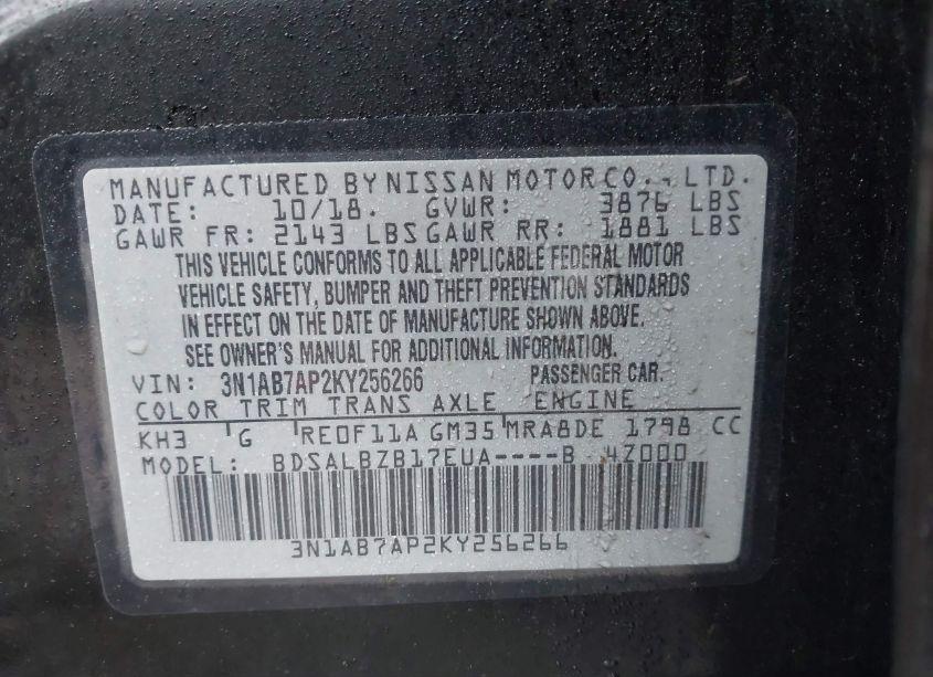 Photo 9 of 2019 Nissan Sentra S (VIN 3N1AB7AP2KY256266)