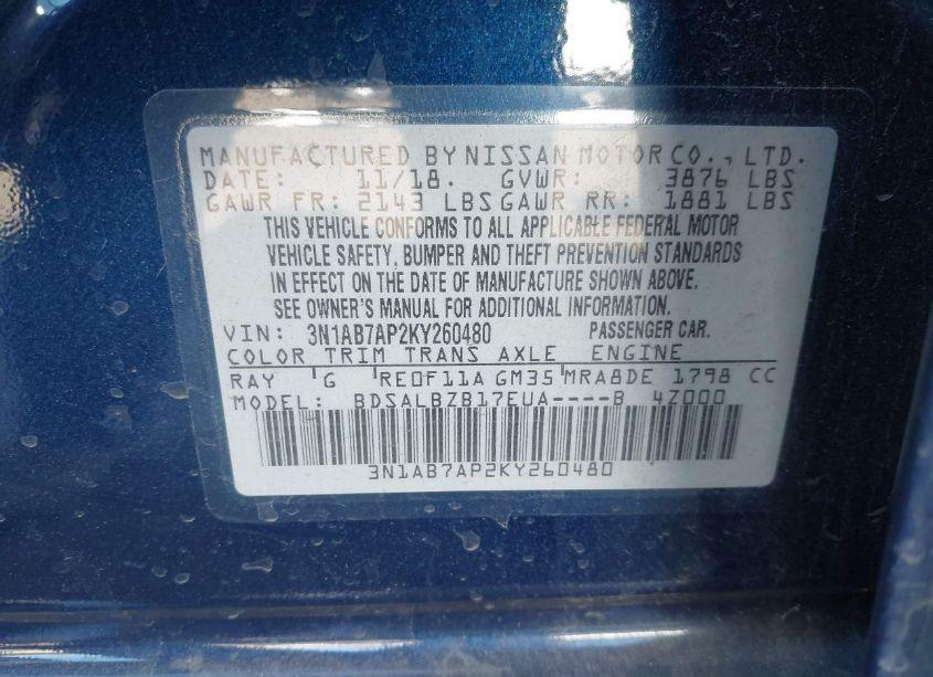 Photo 9 of 2019 Nissan Sentra S (VIN 3N1AB7AP2KY260480)