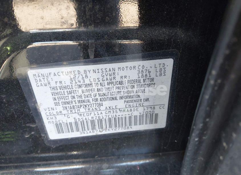 Photo 9 of 2019 Nissan Sentra SR (VIN 3N1AB7AP2KY277084)