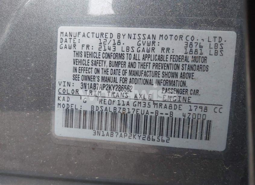 Photo 9 of 2019 Nissan Sentra S (VIN 3N1AB7AP2KY286562)