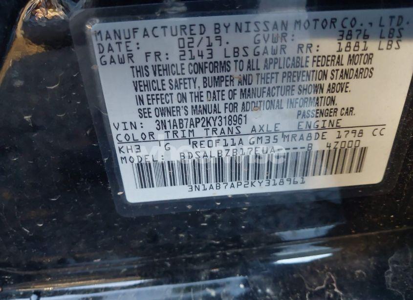 Photo 9 of 2019 Nissan Sentra S (VIN 3N1AB7AP2KY318961)