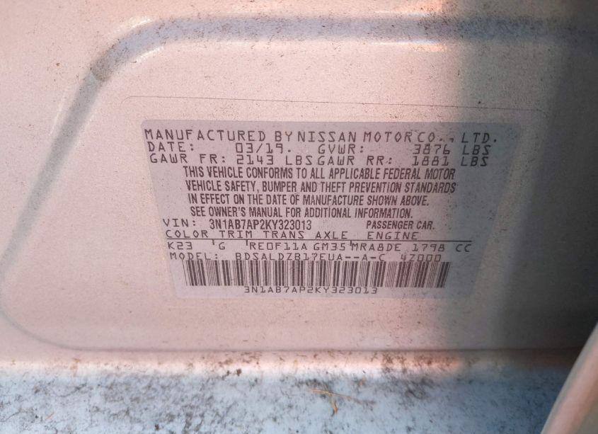 Photo 9 of 2019 Nissan Sentra SV (VIN 3N1AB7AP2KY323013)