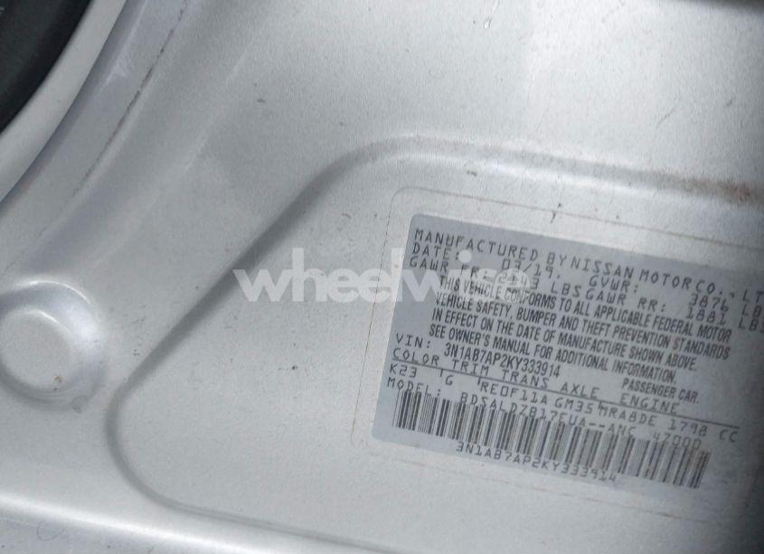 Photo 9 of 2019 Nissan Sentra SV (VIN 3N1AB7AP2KY333914)