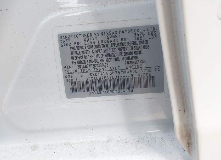 Photo 9 of 2019 Nissan Sentra S (VIN 3N1AB7AP2KY336473)